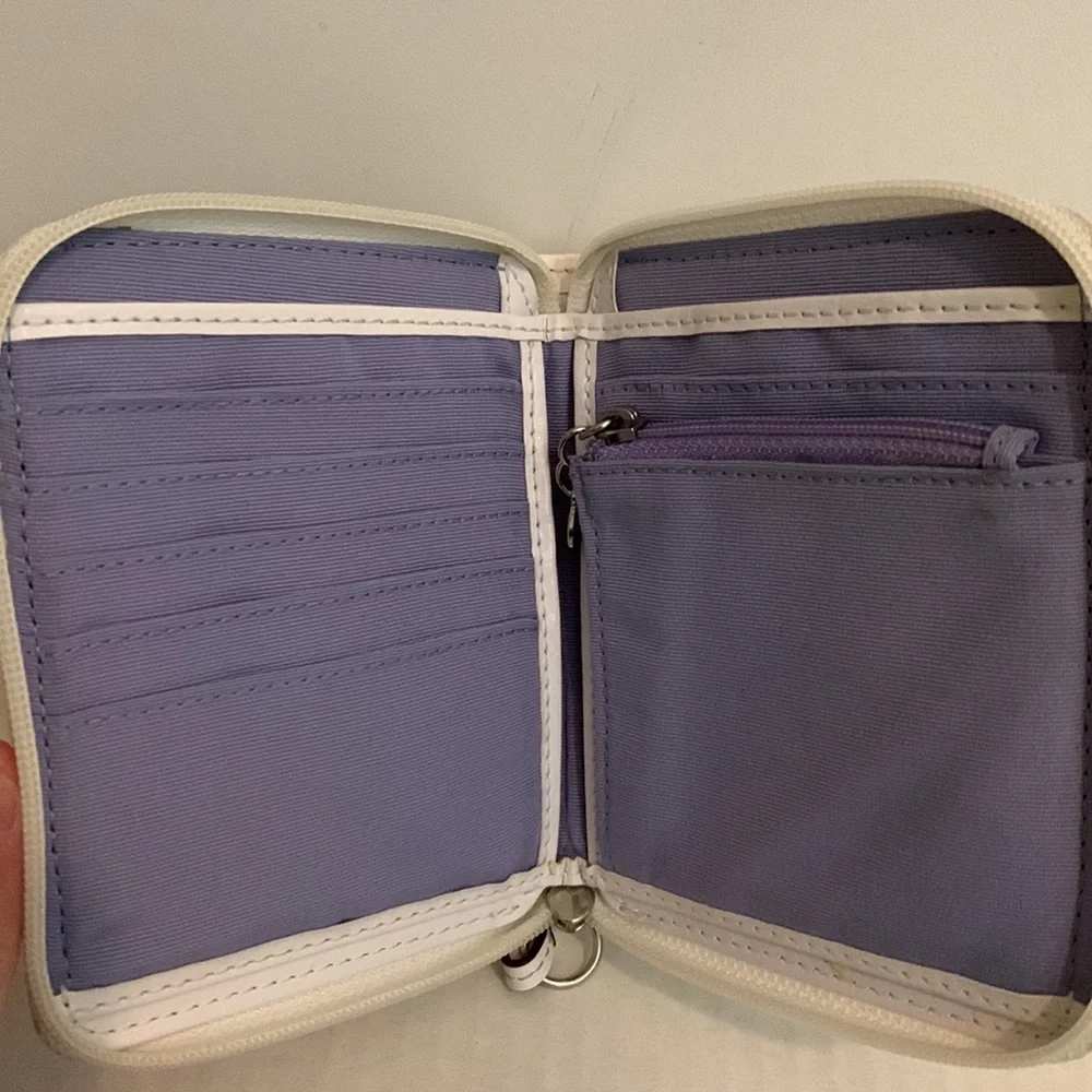 Coach Beige Signature Canvas Wristlet Wallet with White Trim - Picture 3 of 7